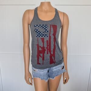 ART 15 Clothing, American Flag/Fire Arm Theme Women’s Tank-Size S/M-Patriotic